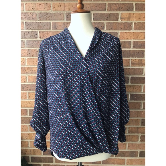 Anthropologie Tops - Pleione Geometric Surplice Faux Wrap Blouse